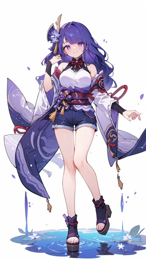  bare shoulders, hair over one eye, 1girl, white background, raiden shogun,white footwear, sleeveless sweater, purple eyes, hair ornament ,,,pantyhose, shorts, purple hair, large breasts,,,sleeveless, skirt, long hair,,clogs,,


,,dynamic,dance,open mouse,smile ,laugh ,solo, , , legs, simple background, , looking at viewer, pond under feet,,open mouse,,,


masterpiece, best quality, scenery, 
, ,,, no_humans,, long hair,long hair