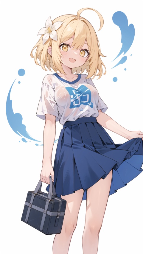 ying girl,yellow eyes, yellow hair, hair ornament, solo, large breasts, legs, skirt, , white t-shirt, Ahoge ,flower,short-hair ,

1girl, , white background,(dynamic),clear sky,
simple background,white t-shirt,
simplecats, clouds, cumulonimbus,contrail,
open mouth, (laugh),boxs,

,scenery, masterpiece, best quality, best quality, no_humans, ,mjtyhz,shimonadaeki,simple details,1girl,cute,no_humans,ying girl