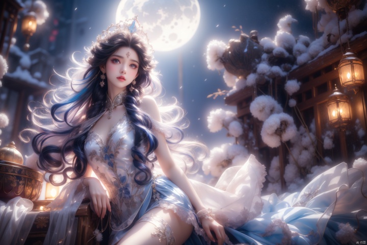  (Masterpiece:1.2), best quality, (night sky, wery long blue hair:1.2),(illustration:1.2), beautiful scenery, scared,(Masterfully crafted Glow, lens flare), (ultra-detailed), hyper details, (delicate detailed), (intricate details), (cinematic light, best quality Backlights), clear line, new world, viewer, solo female, perfect body, (1female), (Bright bioluminescent hair hair, bright glowing eyes), (Dynamic:1.3), ((makeup)), high contrast, (best illumination, an extremely delicate and beautiful), ((cinematic moonlight)), colourful, ((Photoshop Pastel Painting:1.1)), ethereal, (Cinematic masterpiece),suspense, splashes of colour, absolutely eye-catching, ((caustic)), dynamic angle ,beautiful (detailed glow), (eerie),(Intricate Detailed Cinematic Scenery Behind:1.2),ambient occlusion, (ambient moonlight), ray-traced reflections, intricately detailed visible background, night snow storm, stars, very long curly white hair, ice queen, white and light blue gothic royal dress with embroidery, long embroidered stockings, crystals and pearls, big halo shaped crown, ice crystals around, snow storm, mature woman, 1girl,yellow_footwear,high_heels,bag,police,pencil_skirt