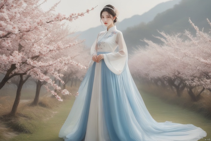  masterpiece, The best quality, 1girl, luxurious wedding dress, dreamy scene, white background, front viewer, looking at viewer, Flowers, romantic, Bride, Translucent white turban, UHD, 16k, , sparkling dress, yunbin, full_body, white stockings, , chinese dress,white dress,
chinese clothes,dress,white dress,floral print,china dress,blue dress,hanfu,long sleeves,print dress,robe,skirt,sleeveless dress,widesleeves, weddingdress, jinchen, see-through, tutult, qingsha, tutultb, xinniang