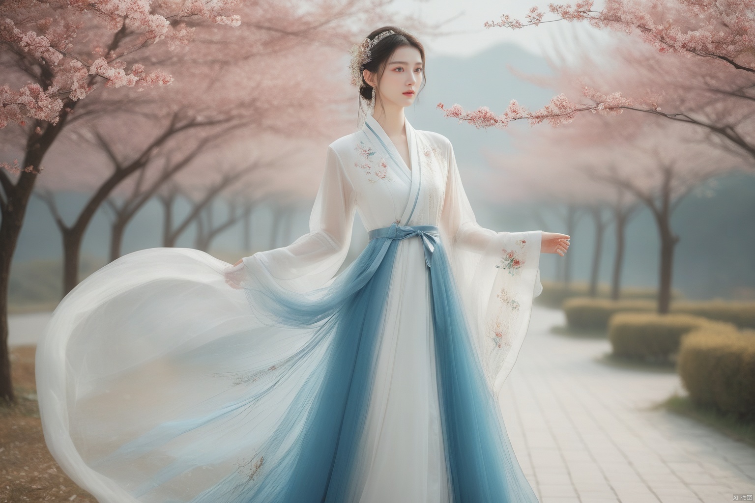  masterpiece, The best quality, 1girl, luxurious wedding dress, dreamy scene, white background, front viewer, looking at viewer, Flowers, romantic, Bride, Translucent white turban, UHD, 16k, , sparkling dress, yunbin, full_body, white stockings, , chinese dress,white dress,
chinese clothes,dress,white dress,floral print,china dress,blue dress,hanfu,long sleeves,print dress,robe,skirt,sleeveless dress,widesleeves, weddingdress, jinchen, see-through, tutult, qingsha, tutultb, xinniang