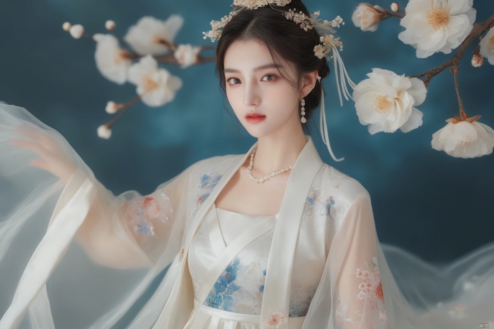  masterpiece, The best quality, 1girl, luxurious wedding dress, dreamy scene, white background, front viewer, looking at viewer, Flowers, romantic, Bride, Translucent white turban, UHD, 16k, , sparkling dress, yunbin, full_body, white stockings, , chinese dress,white dress,
chinese clothes,dress,white dress,floral print,china dress,blue dress,hanfu,long sleeves,print dress,robe,skirt,sleeveless dress,widesleeves, weddingdress, jinchen, see-through, tutult, qingsha, tutultb, xinniang