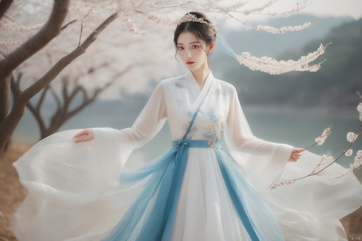  masterpiece, The best quality, 1girl, luxurious wedding dress, dreamy scene, white background, front viewer, looking at viewer, Flowers, romantic, Bride, Translucent white turban, UHD, 16k, , sparkling dress, yunbin, full_body, white stockings, , chinese dress,white dress,
chinese clothes,dress,white dress,floral print,china dress,blue dress,hanfu,long sleeves,print dress,robe,skirt,sleeveless dress,widesleeves, weddingdress, jinchen, see-through, tutult, qingsha, tutultb, xinniang