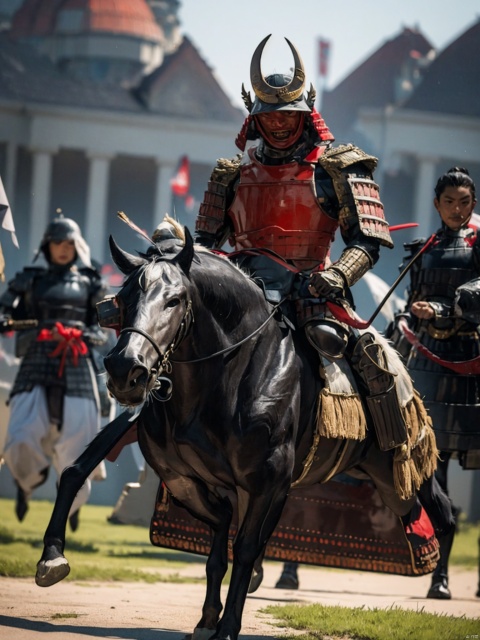  solo, 1man, full body samurai and helmet,(tall),katana,strong,Magnificent armor,samurai,Battlefield,add_detail
