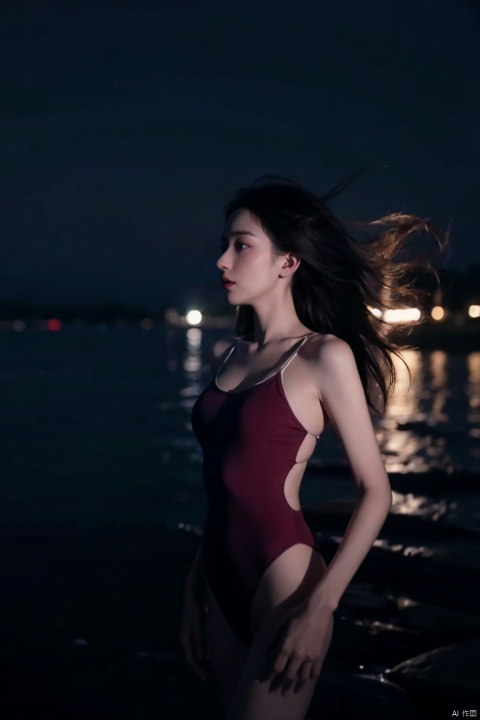 
( looking at the audience: 1.2),portrait of 1girl by Bill Henson,red swimsuit,best quality,sharp and in focus,(art by Chris Friel:1.2),(night),,sad,wind,cinematic_angle,(cinematic tone:1.2),cowboy shot,floating hair,rule of thirds
