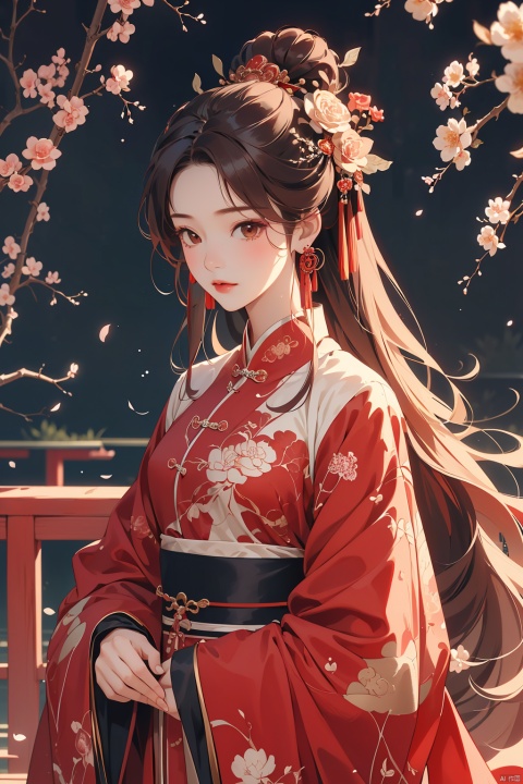  (masterpiece, best quality:1.2),(1girl:1.5),aged vintage paper,
a red pattern with white swirls ,Pencil Draw, jujingyi, 1girl, long hair, brown hair, hair ornament, long sleeves, very long hair, upper body, flower, wide sleeves, sash, petals, chinese clothes, Pencil Draw, flower, (\meng ze\),bubble, hydress