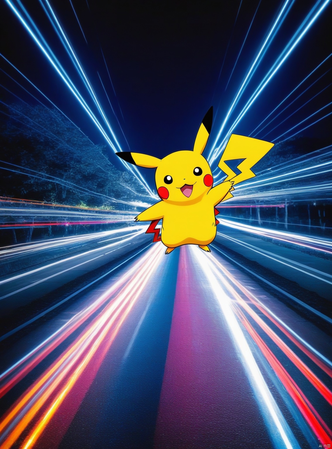 (Light Trails Photography 1.2), award winning, hantu ular , pikachu,(aesthetic of hyperpop art with thunderous atmosphere:0.5), bloom, clear background, f/16, symmetry and balance, trailblazing stroke of genius with extraordinary details, (silver and sparkling colors:0.1), d
