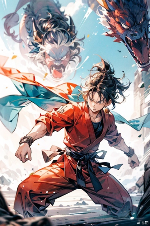 man,<sungoku>,dragon ball,kongfu fighting, magic power,