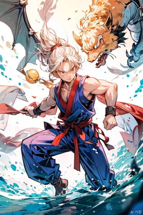  man,<sungoku>,dragon ball,kongfu fighting, magic power,