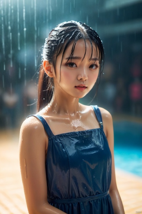 cinematic photo, realistic skin, upper body, a girl with soaked dress, soft light, 4k, hdr, k-pop,