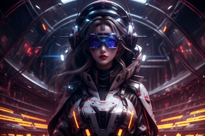  Masterpiece, High Quality, 8K,A female pilot, her hair will be a bright metallic silver color, which can present dynamic luster through flowing light effects. Purple or blue smoky eye makeup highlights the courage and confidence of female pilots, with bright red or lipstick applied to the limps with a metallic texture, futuristic, and a close fitting exhaust duct tight fitting suit. The clothes have tightly arranged LED light strips, creating dynamic patterns and luminous effects. The upper body can have a neck protection device with a built-in screen, displaying navigation streamlined data and warning signals with built-in biological detection and communication functions, wearing night vision glasses, and a futuristic aircraft **** of high-tech materials. The unique shape and luminous effect, with a protective cover and weapon system, exudes confidence and mystery on the face, expressing her love for adventure. The pursuit of challenges and challenges
