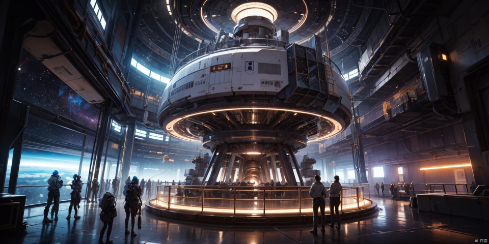  Masterpiece, High Quality, 8K, Futurist Laboratory, (Masterpiece, Top Quality, Best Quality, Official Art, Beauty and Aesthetics: 1.2), (8K, Best Quality), CGgame Architecture C4D nsw, No Man, Future Science Fiction Style Space Station, suspended in space, made of silver plated material, presenting a smooth and futuristic surface, reflecting the faint light of the galaxy. The main structure of the space station is circular, consisting of several huge circular modules. The space station is surrounded by countless transparent compartments with glass floors and walls inside. In the center of the space station is a huge solar energy accessory that collects energy from stars and converts it into an independent operating power system. This attachment is known for its complex structure and futuristic appearance, providing sufficient and reliable energy supply for the entire space station.


