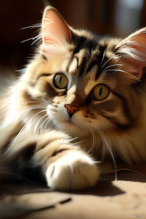 cat is lying,
High Resolution,Sharp Focus,Detailed Textures,Clear Shading ,Precision in Light,Fine Brush Strokes,Depth of Field,Reflective Surface,Subtle Transitions, landscape