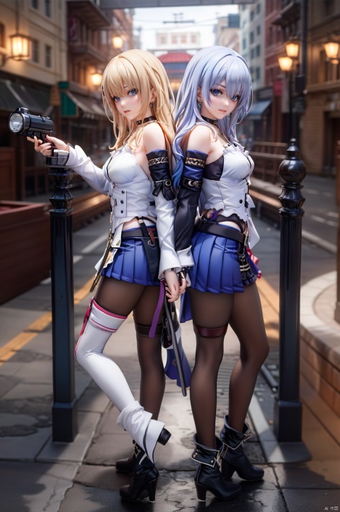 (sfw:1.2), (((realistic))) photo,
sex pose, 
masterpiece, best quality, official art, extremely detailed CG unity 8k wallpaper, 
Cinematic Lighting,chromatic_aberration,lens_flare,depth of field,
1girl,
xiluwa, blonde hair, blue hair, black footwear, multicolored hair, long hair, skirt, earrings, (pantyhose:1.2), blue eyes, jewelry, asymmetrical sleeves, bare shoulders, black choker, bangs,  thigh_strap,