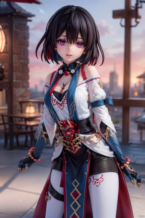 (sfw:1.2), 
sex pose, 
masterpiece, best quality, official art, extremely detailed CG unity 8k wallpaper, 
Cinematic Lighting,chromatic_aberration,lens_flare,depth of field,
1girl,
xueyi, short hair, black hair, multicolored hair, jewelry, colored inner hair, multicolored eyes, red hair, white thighhighs,

