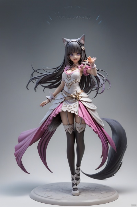  (illustration:1.1), concept art,fantasy, 
1girl, ,dreamy,teeth,naughty_face,pose,
wind,gradient background, pose,
(wolf_ears:1.1),(wolf_tail:1.1),bangs,black_hair,(facial_mark:1.1),antenna hair,(long_hair:1.1),purple_eyes,solid eyes,naughty face,teeth,panties,long dress,
, hezi,  