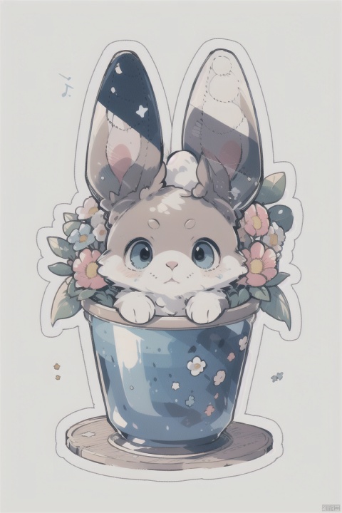  flowers ,Rabbit, ears drooping