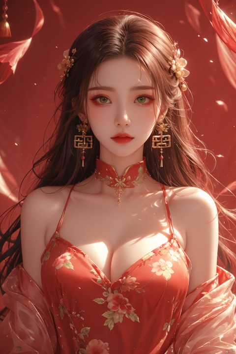  masterpiece, best quality, ,big breasts,ice, A girl, silk, cocoon, spider web, Solo, Complex Details, Color Differences, Realistic, (Moderate Breath), Green Eyes, Earrings, Sharp Eyes, Perfect Fit, Choker, Dim Lights, cocoon, transparent, jiBeauty, Ink scattering_Chinese style, hydress-hair ornaments, (\meng ze\)