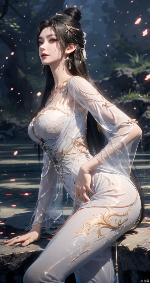  inimitable masterpiece, 1 girl, big butt, ultra-realistic 8k CG, ((shy)), perfect artwork, perfect female body, (mature female), creamy fat, small waist, big long legs, looking at the audience, ((seductive pose, sexy pose)), Clean, beautiful face, pure face, long hair, (huge breasts), lace-rimmed leg pants, delicate patterns, intricate details, (rich :1.4), gorgeous, luxurious, jewelry, gems, diamonds, glitter, sapphires, ((seductive smile)), blue eyes, red lips, curvy, wide hips, ruby, emerald, (Representative :1.4), (best quality :1.4), glossy skin, black hair, bracelet, solo, fishnet, jewelry, Facial mark, Earrings, buns, necklaces, hair accessories, 1 girl, cozy animation scenes, QINGYI