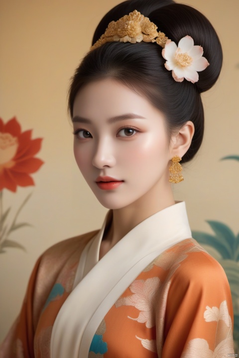 The design, texture and color are boldly mixed in the kitsch fashion picture. A young woman in the Han Dynasty, with her hair in a bun, powder blusher, lipstick, attractive eyes, sharp eyes, quiet and attractive smile, leans forward slightly. Her expression exudes allure, her eyes are charming, and a faint smile hangs on her lips. Create a visual feast, break design conventions, (best quality, 4k, 8k, high-rise buildings, masterpieces: 1.2), ultra fine costume art celebration, (realistic, photo realistic, photo realistic: 1.37), resonate with the global style of high-end customization, combine exotic prints with Western tailoring, blend traditional patterns with future lines, blend silk, chiffon, and metal fabrics, (secular, diverse: 1.3), tell different cultural stories of flashy hats and shoes, bold makeup and unconventional wardrobes complement each other, (innovative, international: 1.2). A dazzling array of gemstones adorns a luxurious dress, and the spotlight illuminates the combination of high-end fashion and local craftsmanship,
Filled with bright natural light, enhancing vivid colors and textures (exquisite, vibrant: 1.3)
