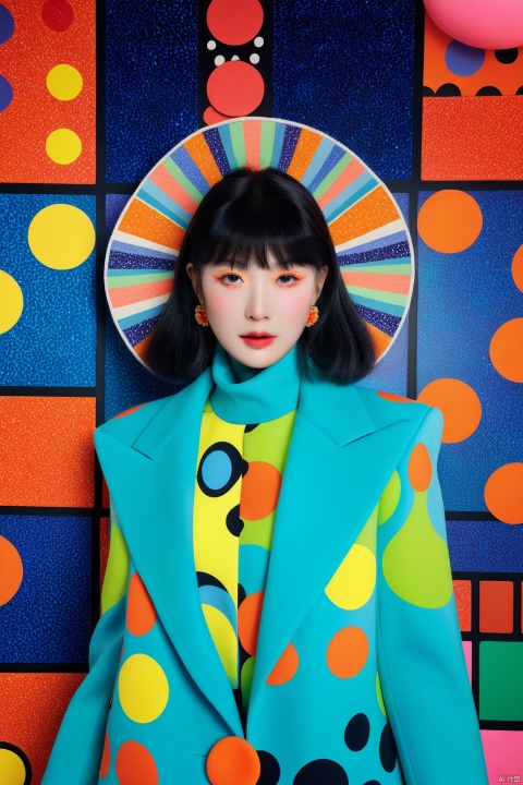 maximalist photo,bold mix of patterns,textures,and neon colors in a kitschy fashion setting,extravagant accessories,lavish outfits for a visual feast,breaking conventions of design,Yayoi Kusama and Richard Avedon inspired,(best quality,4k,8k,highres,masterpiece:1.2),ultra-detailed homage to avant-garde art,(realistic,photorealistic,photo-realistic:1.37),polka dots a la Kusama,high fashion poses reminiscent of Avedon's photography,striking color contrasts,kaleidoscopic effect,reflective surfaces with bright neon,psychedelic atmosphere,layered garments with clashing prints,jewelry that catches the light and creates reflections,(bold, daring:1.3),artfully cluttered composition,lush textiles,and surreal depths of field
