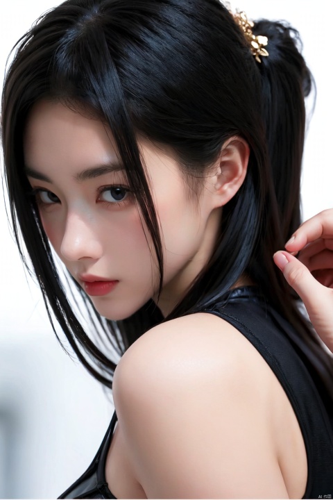  masterpiece, best quality, official art, extremely detailed CG unity 8k wallpaper,[(white background:1.5)::5],
solo,long black hair, big breasts, looking at viewer,one-piece swimsuit,underboob cutout,, Sweat, soaking wet, Kim Mi-Jung, Anime, liuyifei