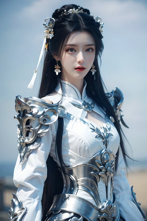  High quality, masterpiece, 1girl, white armor, jiangli
