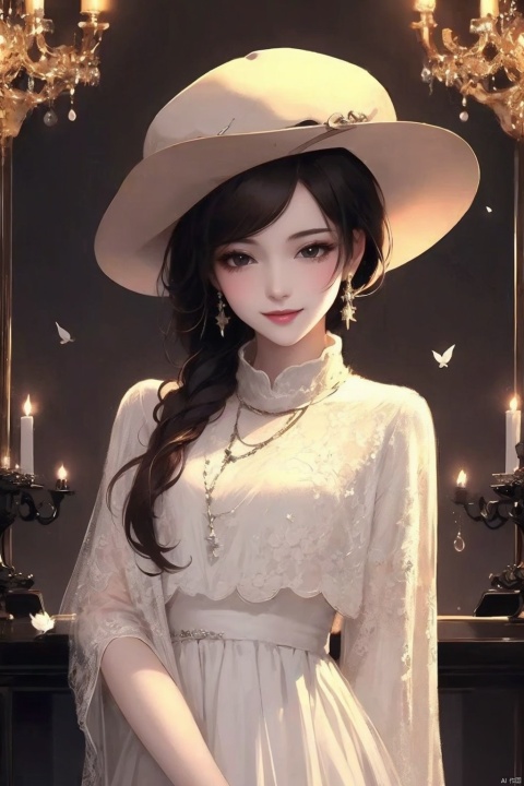 masterpiece,best quality, highly detailed, coco adel,1girl, hat, smile, 1boy