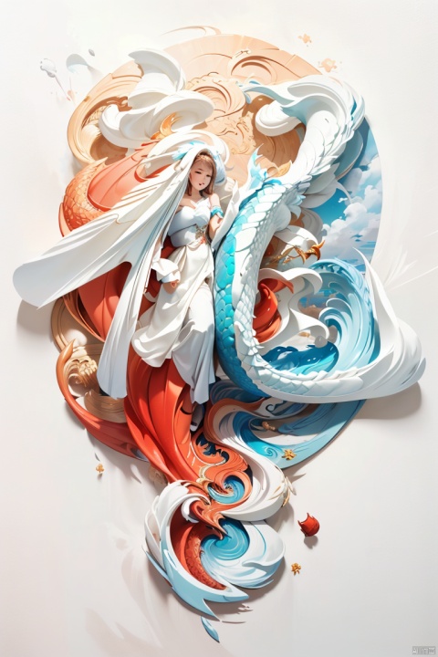masterpiece,best quality,3DCalligraphy,dragon,water,reflection,ripples,huge dragon,eastern dragon,(huge_dragon:1.3),white dragon,dragon horns,dragon tail,cloud,