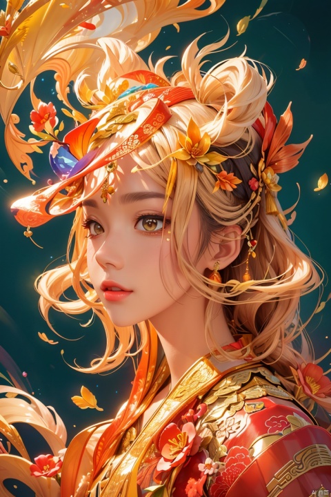  (colourful background:1.3), pure golden chinese dragon, embellished with chinese New Year elements,scattered gemstones,light and shadow sensation,3d rendering, realistic, 