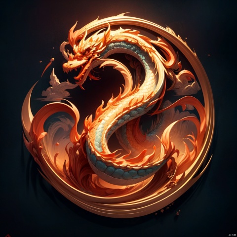 (logo design:1.5), 1 Chinese dragon logo design on dark black background, Chinese golden dragon, (masterpiece:1,2), best quality, masterpiece, highres, original, extremely detailed wallpaper, perfect lighting,(extremely detailed CG:1.2),
