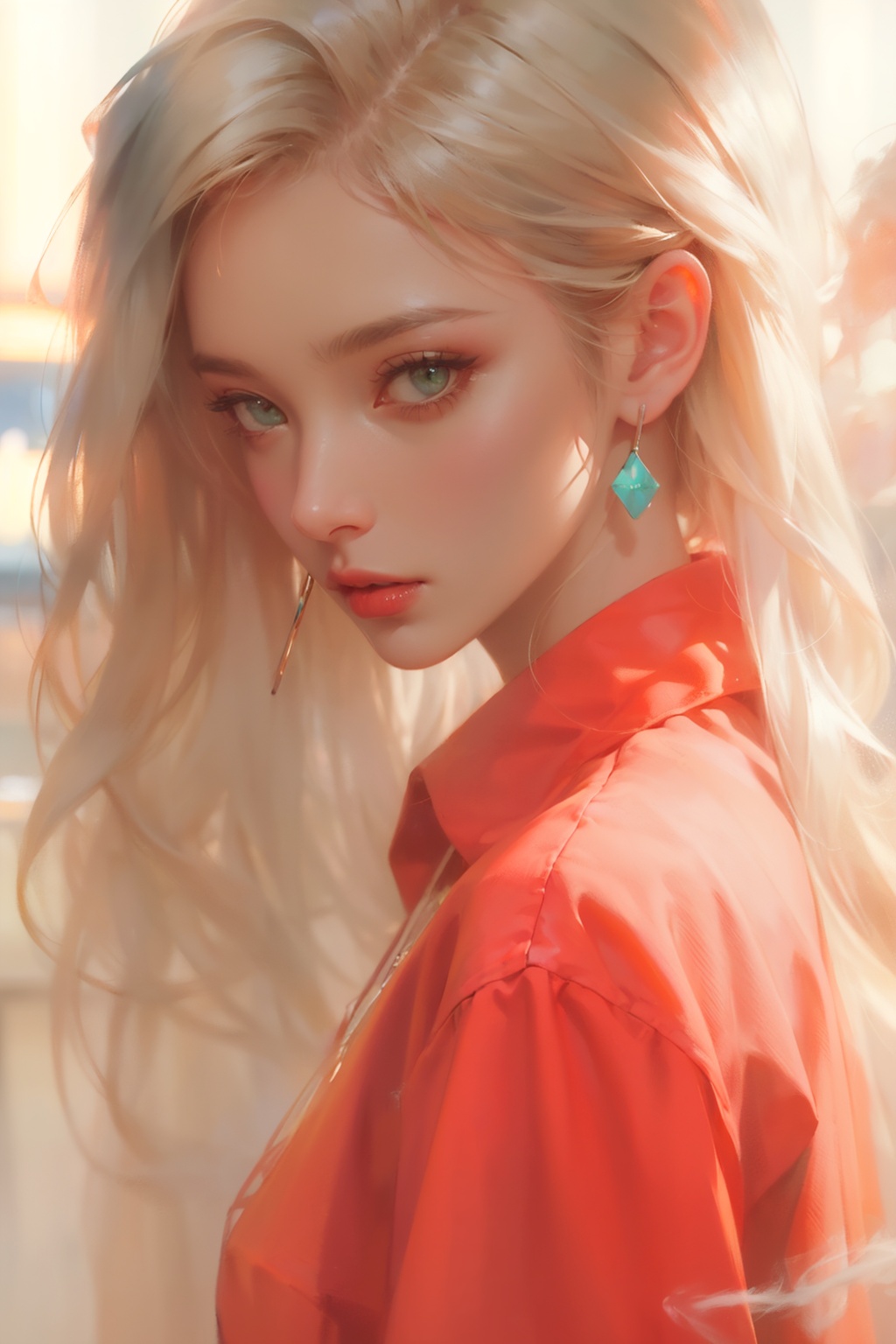  A woman smoking in a bar at night, surrounded by smoky atmosphere with an artistic feel, neon lights, dim lighting, low music, mysterious and seductive, trending on ArtStation, trending on CGSociety, High Detail, Sharp focus, dramatic, photorealistic painting art by midjourney and greg rutkowski.,smoking girl