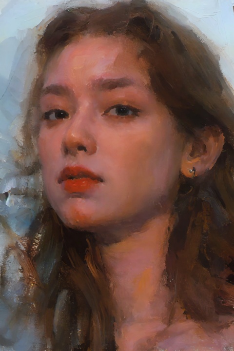  Fechin,oil painting,1girl,solo,18yo,masterpiece, best quality, highly detailed,laser,leishe,coziness,Long Shot,subsurface scattering,
