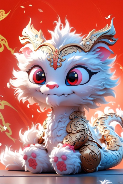  Chinese dragon, looking at the audience, red eyes, detailed eyes, threatening gaze, sinister smile, high detail, high quality, 4k, art, detailed face, (\ longyunheng tong \), Chinese dragon, embroider, Furry Girl
