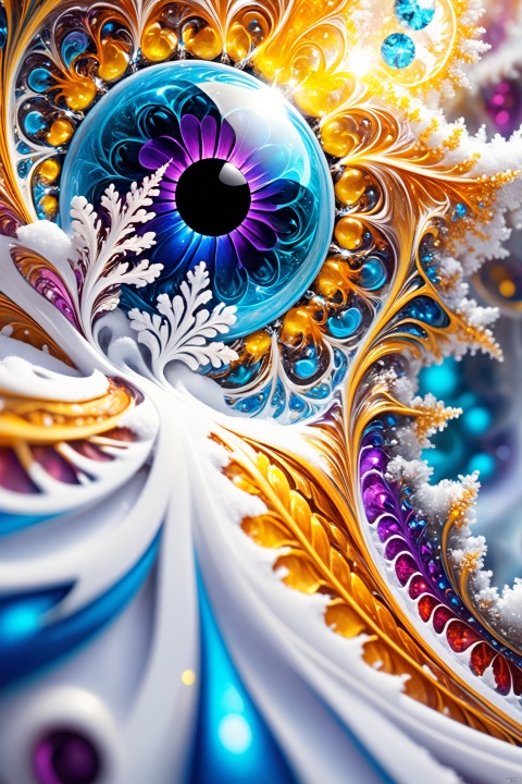 sunny Fantasy Art, Macro Photography, Extreme close-up, emphasizing intricate textures, close-up, macro 100mm, macro photography, sunny, sunny fantasy style, Extreme details, (fractal art: 1.3), colorful, highest details, (snow Spin, body painting: 1.2), 8k, digital art, macro photo, quantum dot, sharp focus,