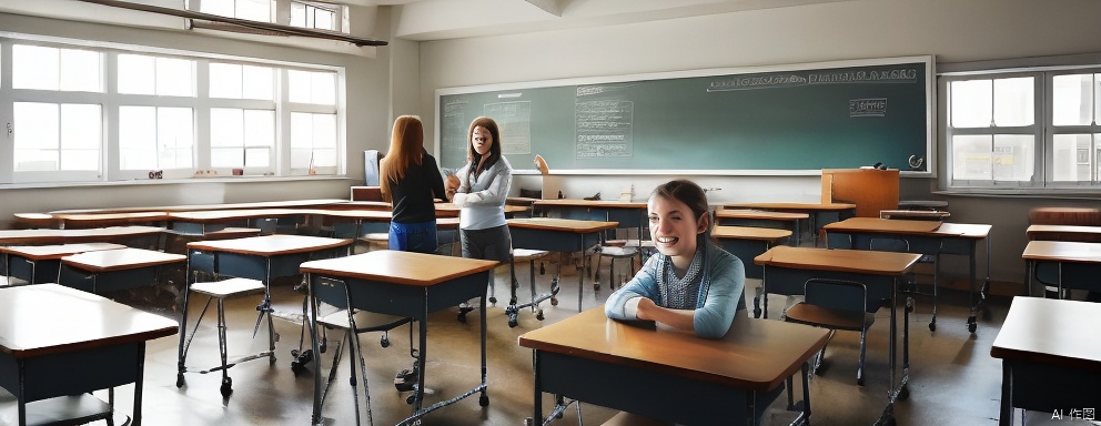 1girls,Happy,classroom