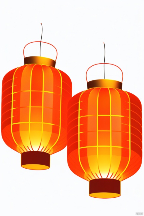  2 red lantern,illustration,simple background,white background,orange theme,luminescent,, red lantern