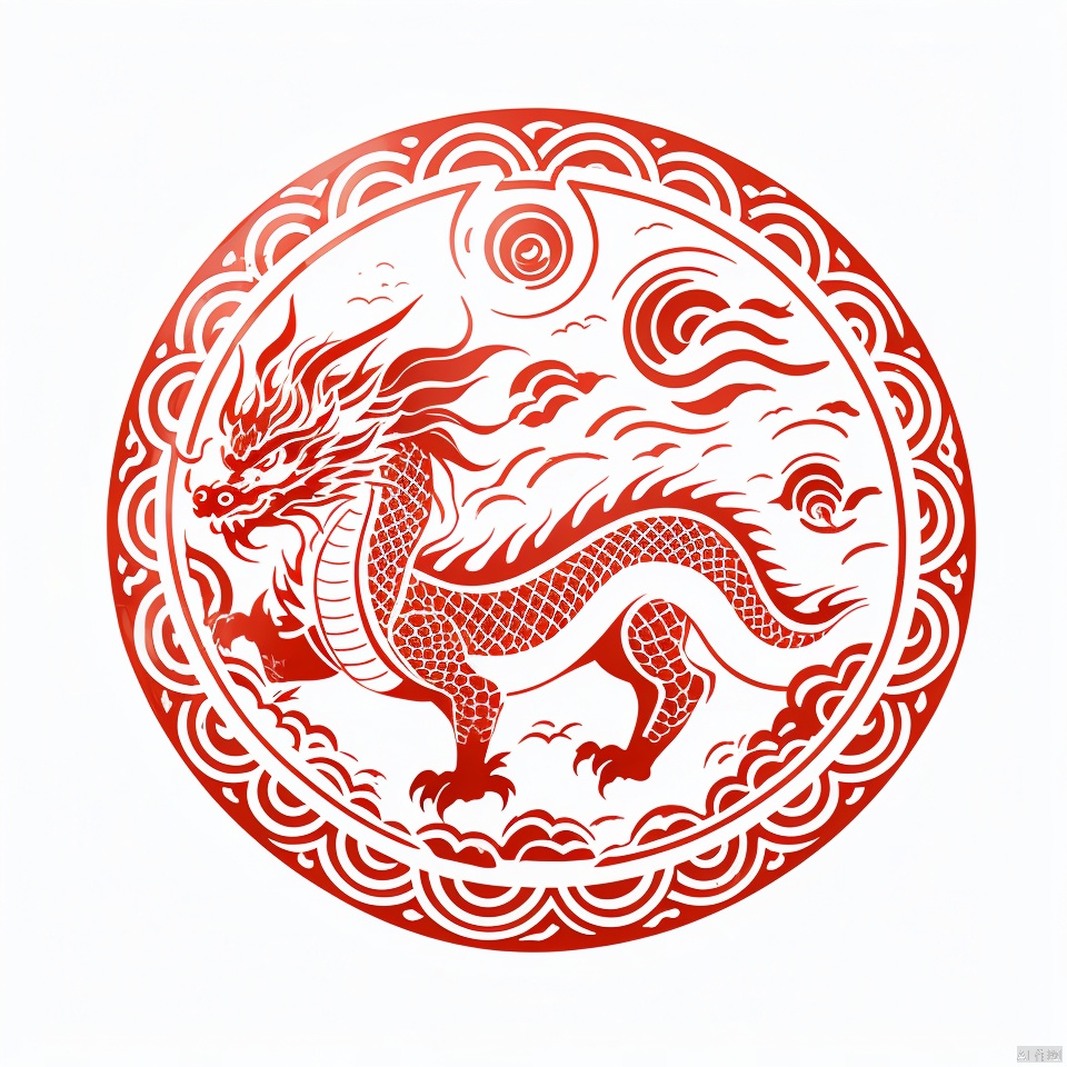  dragon pattern, flat, white background, 