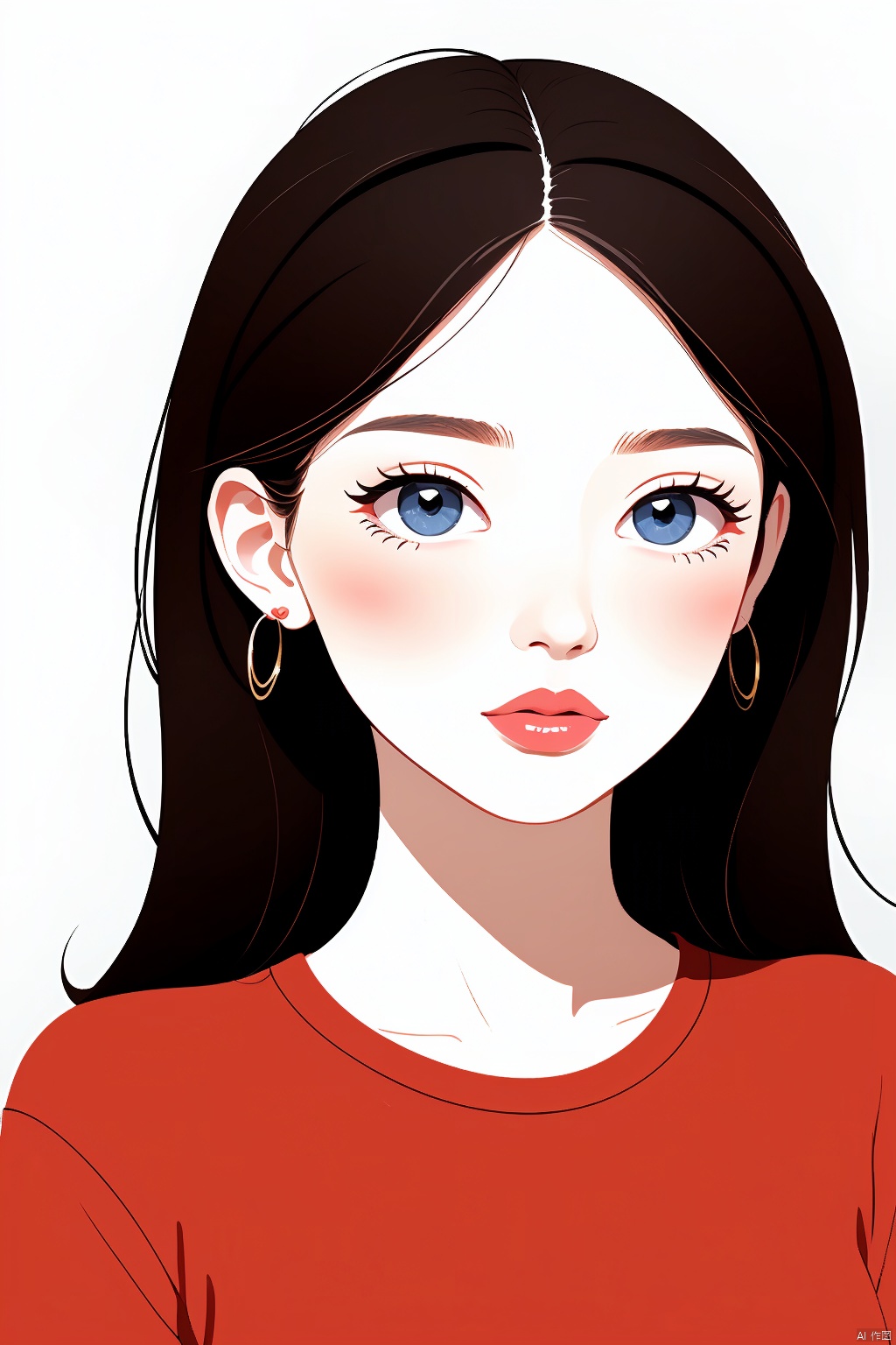  Valentine's Day,Flat painted style,1girl,close-up,upper_body,simple background,,love,romantism,masterpiece,