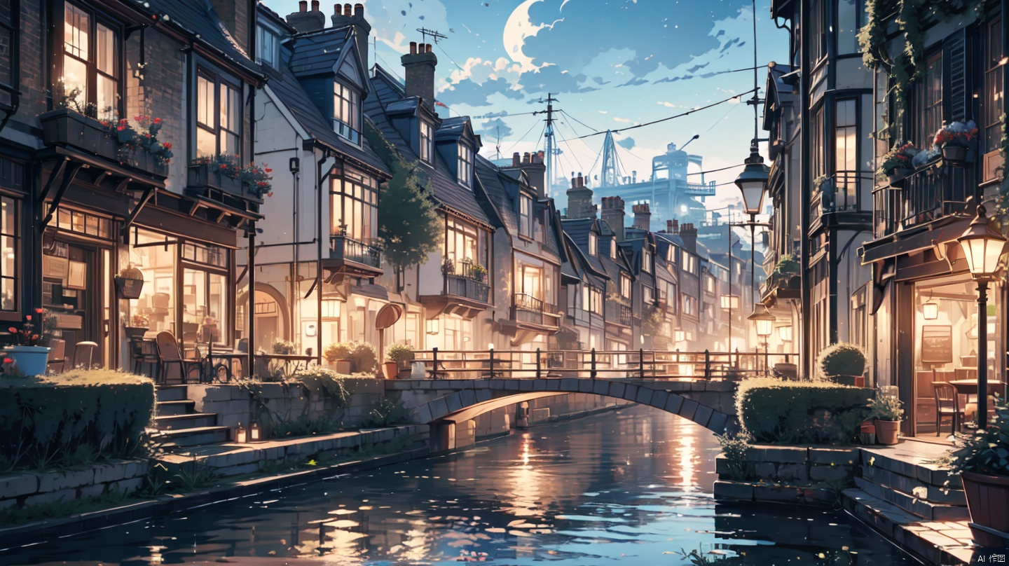  cozy animation scenes,,house,london,streets,fantasy,river