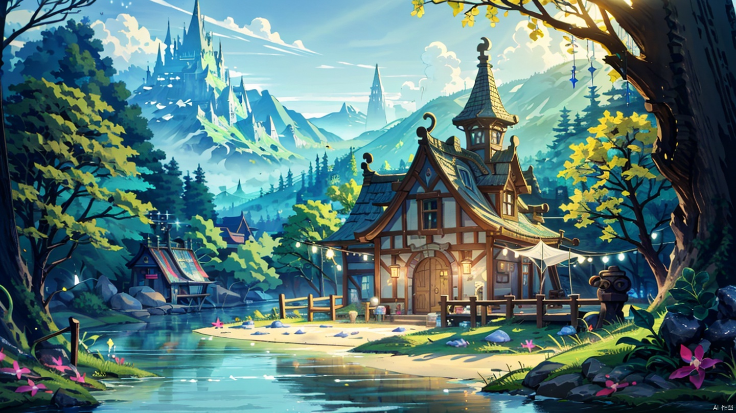  (((masterpiece))), ((extremely detailed CG unity 8k wallpaper)), best quality, high resolution illustration, Amazing, highres, intricate detail, (best illumination, best shadow, an extremely delicate and beautiful),

2D ConceptualDesign, outdoors, tree, flower, day, grass, scenery, plant, sky, nature, house, door,lake,mountain,village,day
