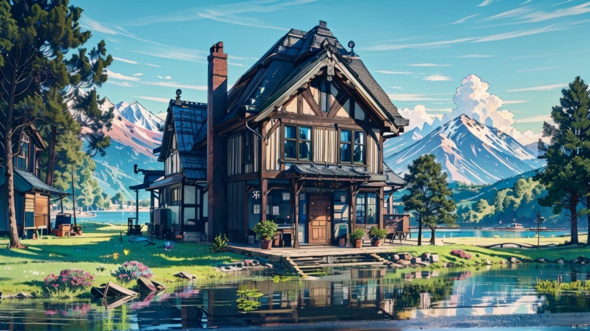  (((masterpiece))), ((extremely detailed CG unity 8k wallpaper)), best quality, high resolution illustration, Amazing, highres, intricate detail, (best illumination, best shadow, an extremely delicate and beautiful),

2D ConceptualDesign, outdoors, tree, flower, day, grass, scenery, plant, sky, nature, house, door,lake,river,mountain,village,day
, castle,no humans, 2D ConceptualDesign