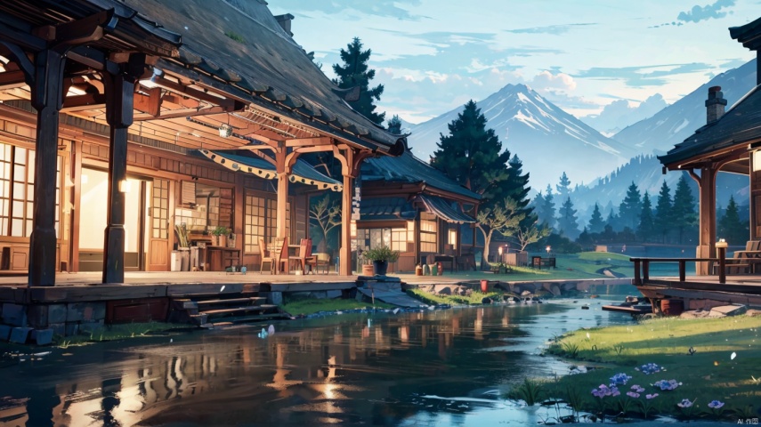  (((masterpiece))), ((extremely detailed CG unity 8k wallpaper)), best quality, high resolution illustration, Amazing, highres, intricate detail, (best illumination, best shadow, an extremely delicate and beautiful),

2D ConceptualDesign, outdoors, tree, flower, day, grass, scenery, plant, sky, nature, house, door,lake,river,mountain,village,day
, castle,no humans, 