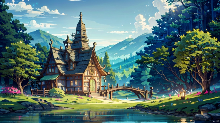  (((masterpiece))), ((extremely detailed CG unity 8k wallpaper)), best quality, high resolution illustration, Amazing, highres, intricate detail, (best illumination, best shadow, an extremely delicate and beautiful),

2D ConceptualDesign, outdoors, tree, flower, day, grass, scenery, plant, sky, nature, house, door,lake,river,mountain,village,day
