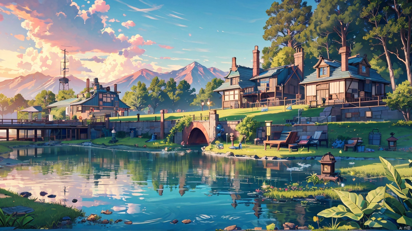  (((masterpiece))), ((extremely detailed CG unity 8k wallpaper)), best quality, high resolution illustration, Amazing, highres, intricate detail, (best illumination, best shadow, an extremely delicate and beautiful),

2D ConceptualDesign, outdoors, tree, flower, day, grass, scenery, plant, sky, nature, house, door,lake,river,mountain,village,day
, castle,no humans, 