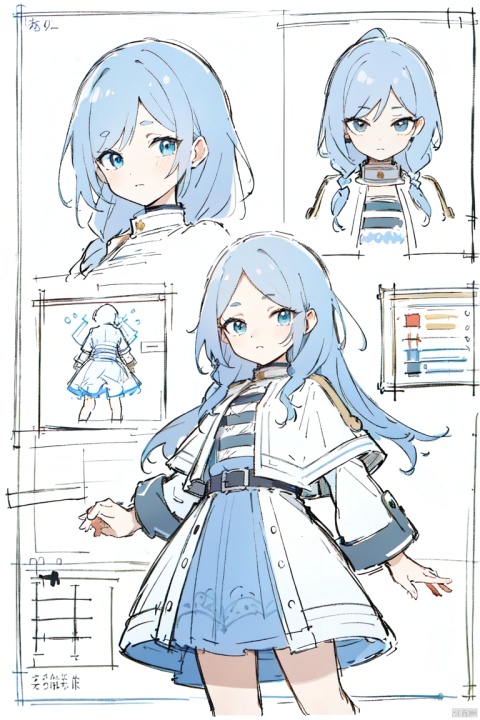  multiple views, pencil sketch, (sketch:1.25), (loli), best quality, gradient, note, Line draft,(ultra-detailed:1.1), (illustration:1.1), (infographic:1.2), (all clothes configuration:1.15), (solo), perfectly drawn hands, standing, cohesive background, paper, action, (character design:1.1),

(beautiful_face), ((intricate_detail)), clear face,



, blue archive, fll