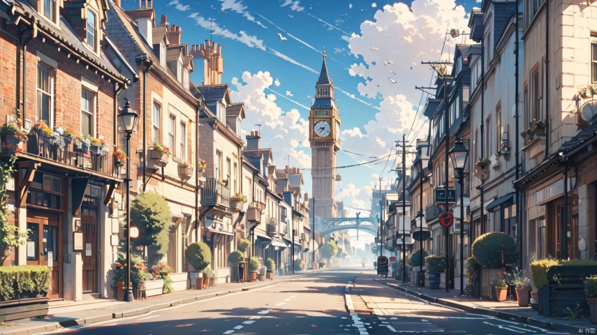 cozy animation scenes,,house,london,streets,fantasy,Clock tower