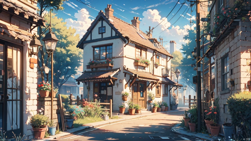  cozy animation scenes,outdoors,house,london,streets,fantasy