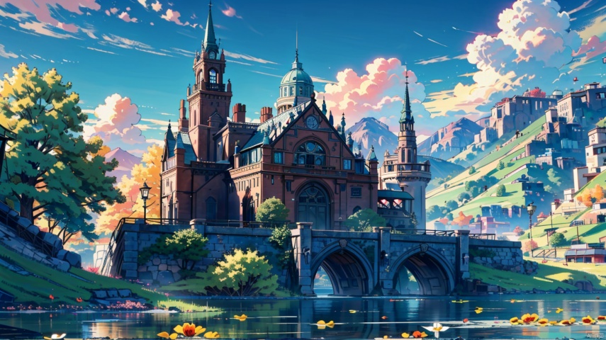  (((masterpiece))), ((extremely detailed CG unity 8k wallpaper)), best quality, high resolution illustration, Amazing, highres, intricate detail, (best illumination, best shadow, an extremely delicate and beautiful),

2D ConceptualDesign, outdoors, tree, flower, day, grass, scenery, plant, sky, nature, house, door,lake,river,mountain,village,day
, castle,no humans