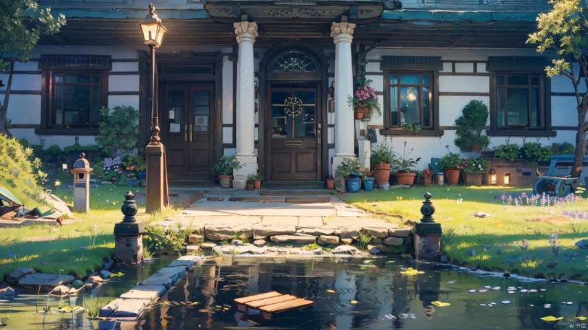  (((masterpiece))), ((extremely detailed CG unity 8k wallpaper)), best quality, high resolution illustration, Amazing, highres, intricate detail, (best illumination, best shadow, an extremely delicate and beautiful),

2D ConceptualDesign, outdoors, tree, flower, day, grass, scenery, plant, sky, nature, house, door,lake,river,mountain,village,day
, castle,no humans, 